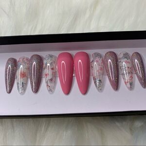Pink Blossom Custom Press On Nails | High Quality Nails | Handmade